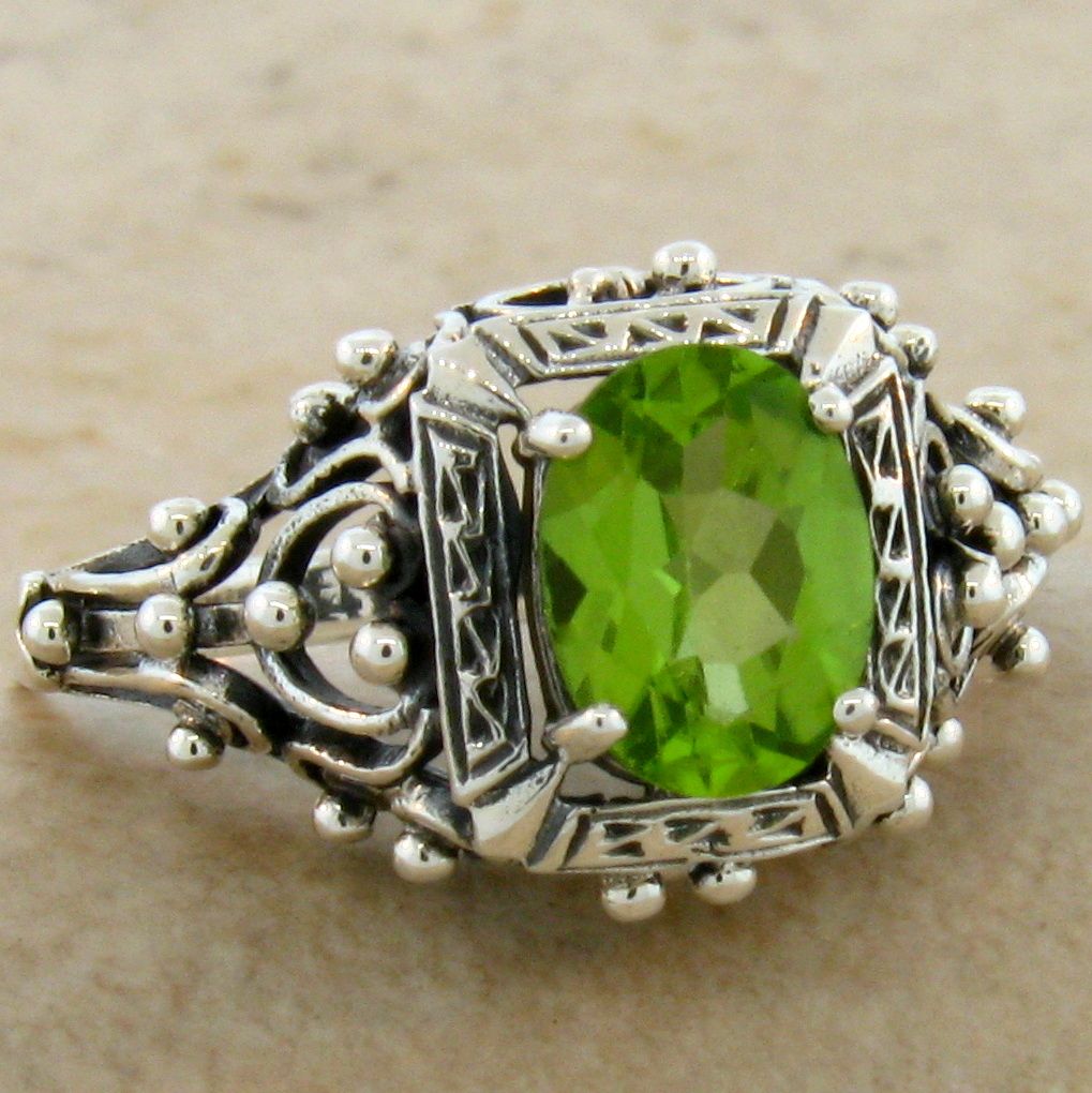 Jewelry & Watches #514 GENUINE PERIDOT ANTIQUE ART DECO DESIGN .925