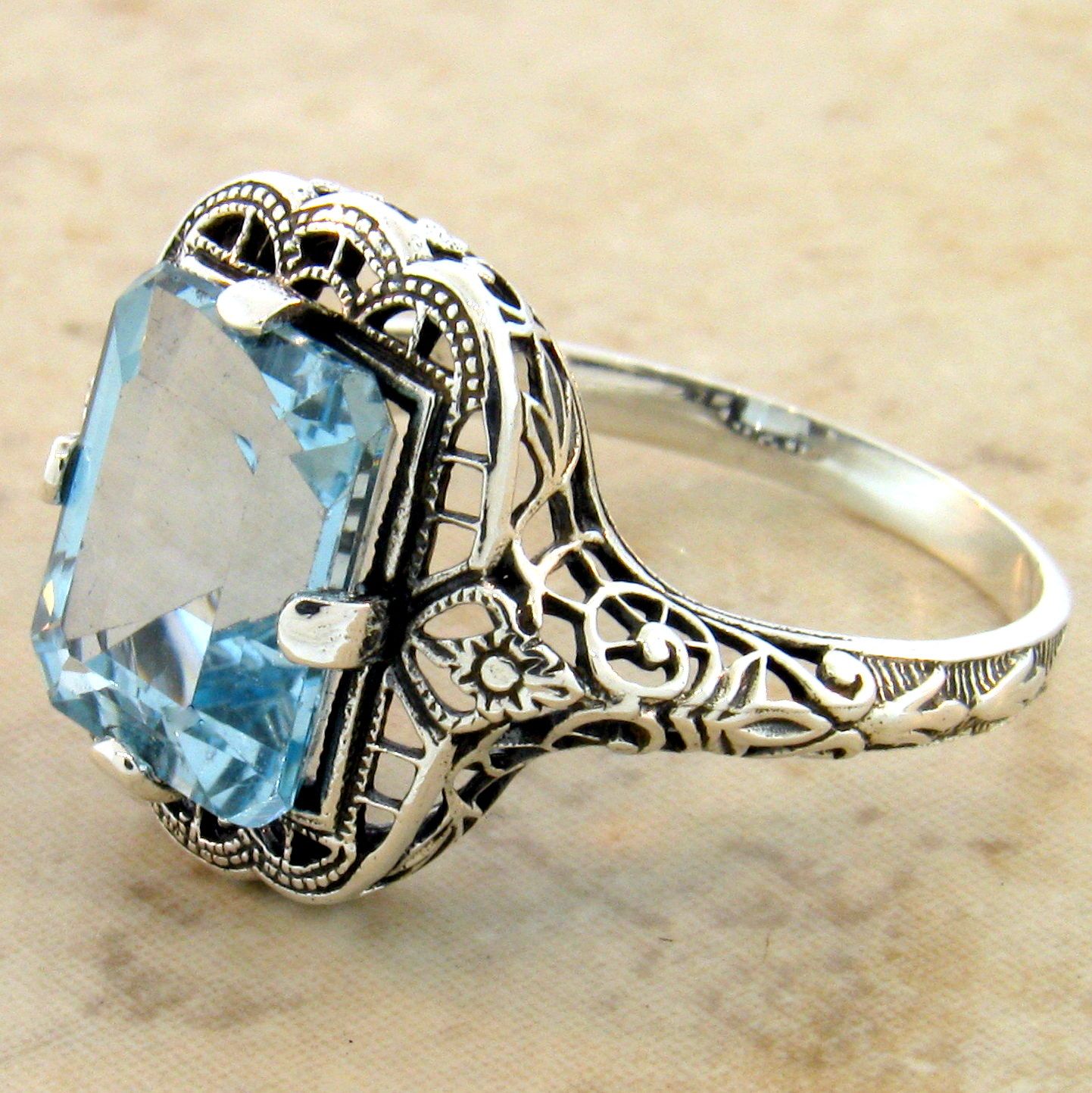 Gorgeous filigree oxidised sterling silver 924 ring size 10