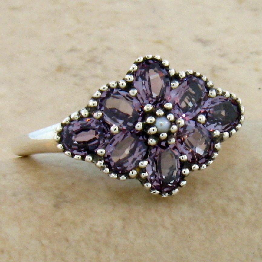 5 Ct LAB ALEXANDRITE 925 STERLING SILVER ANTIQUE STYLE FILIGREE RING SIZE 5,#382